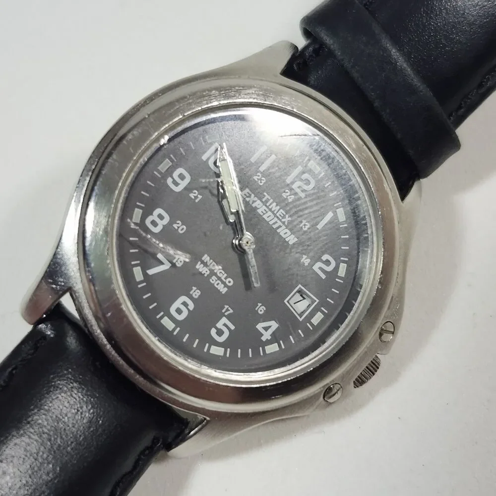 Timex Expedition Watch Womens Indiglo Gilden Leather Leather Band New Battery